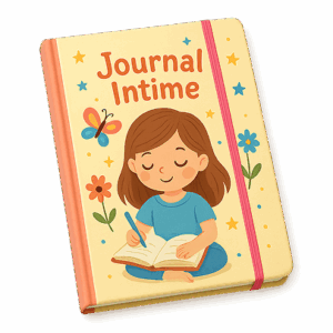 journal intime poétique, accompagne les enfants dans leurs rêves et leurs secrets. Douceur, imagination et confiance en soi au rendez-vous.